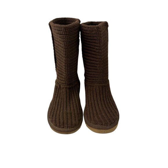 UGG Australia Candy Boots Womens US 7 Brown Knit Pull On Sheepskin Lined 5857 - Picture 9 of 14